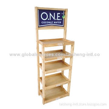 Wooden Rack with 4 Adjustable Feet and 5 Shelves, 4 Solid Wooden Posts with Painting